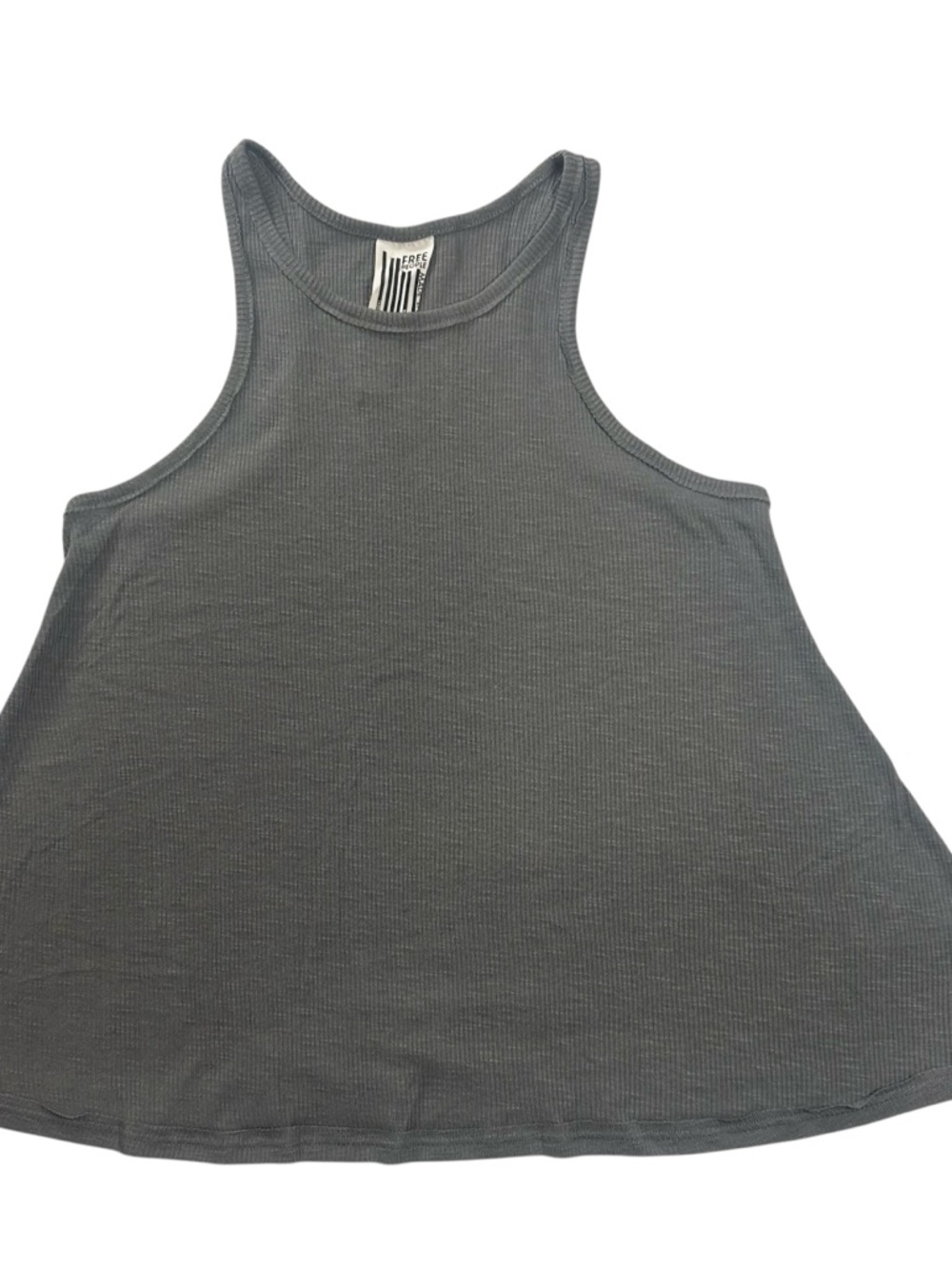 Free People Ribbed Swing Tank Gray Flowy Flare Stretch Casual Top Size XS - Picture 3 of 8